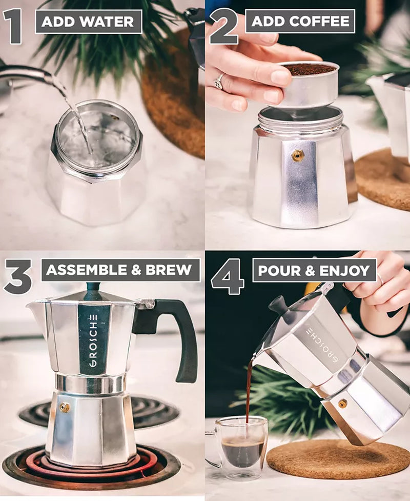 Milano Stovetop Espresso Maker Moka Pot 9 Espresso Cup Size 15.2 Oz