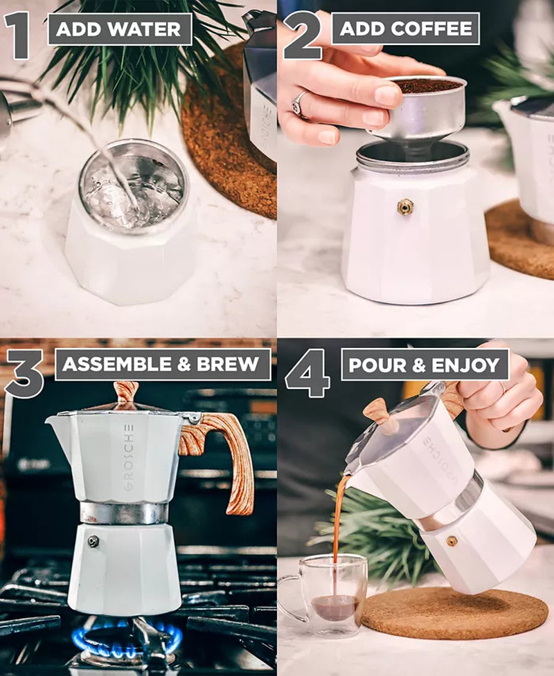 Milano Stovetop Espresso Maker Moka Pot 9 Espresso Cup Size 15.2 Oz