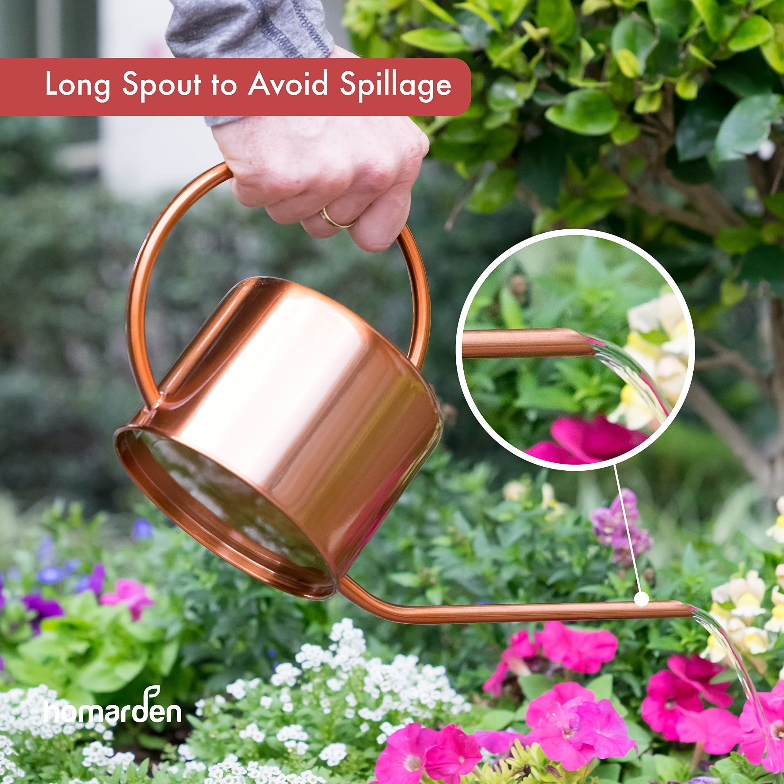 Copper Colored 40Oz Watering Can - Metal Watering Can with Easy Pour