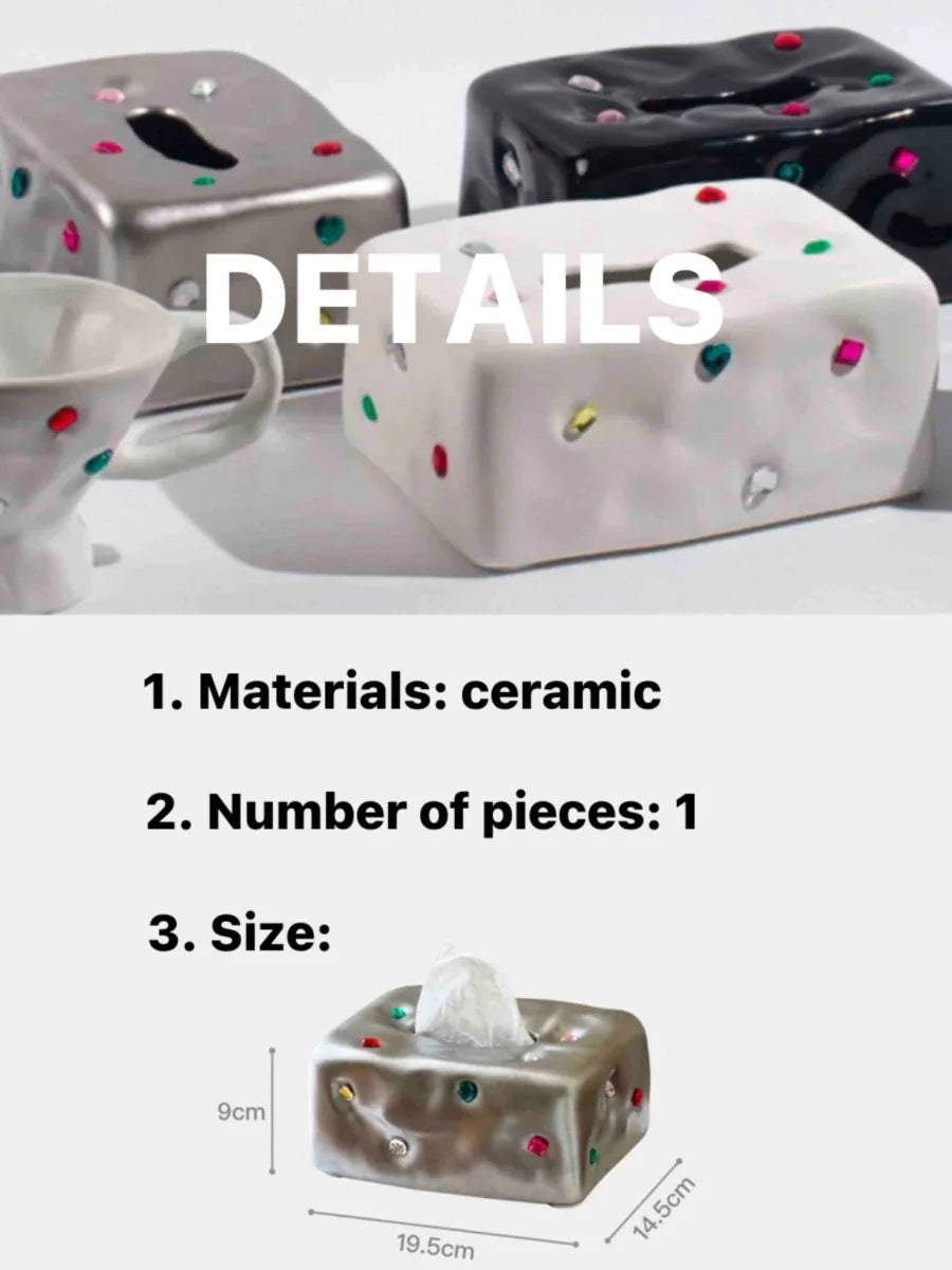 Handmade Ceramic Gemstone Tissue Box Cover