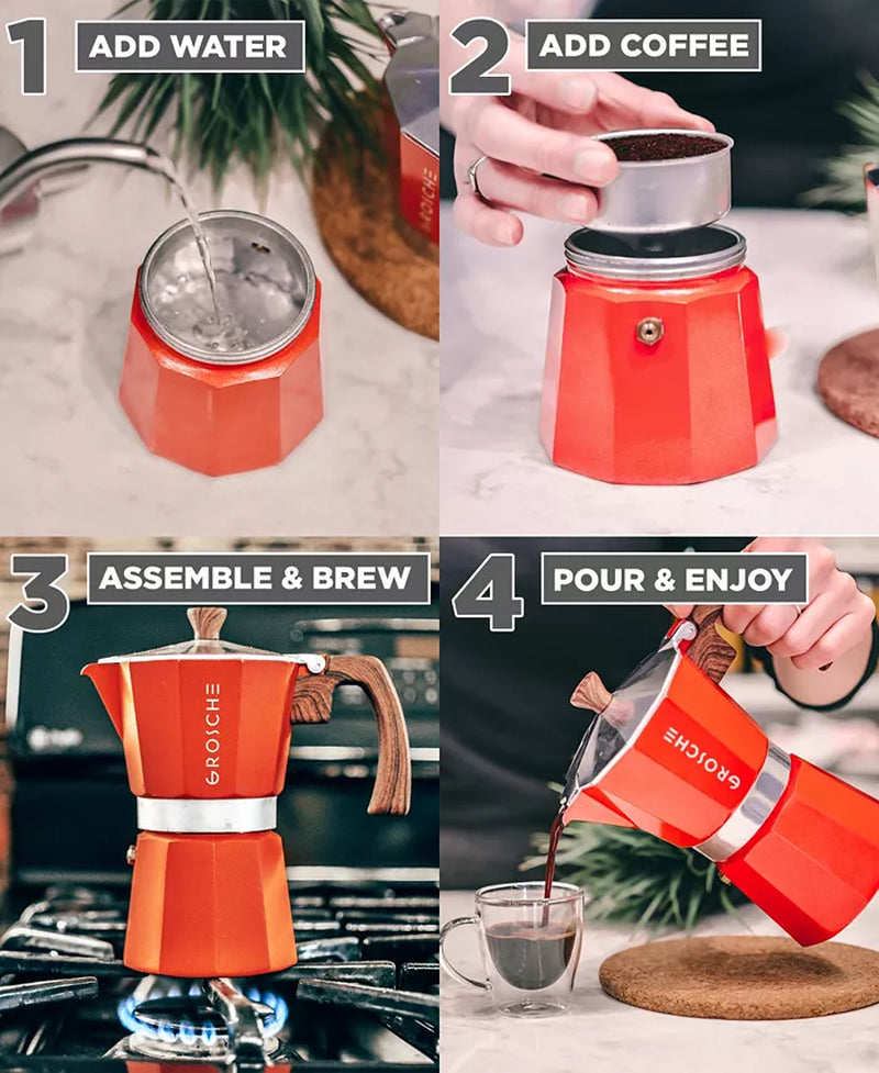 Milano Stovetop Espresso Maker Moka Pot 9 Espresso Cup Size 15.2 Oz