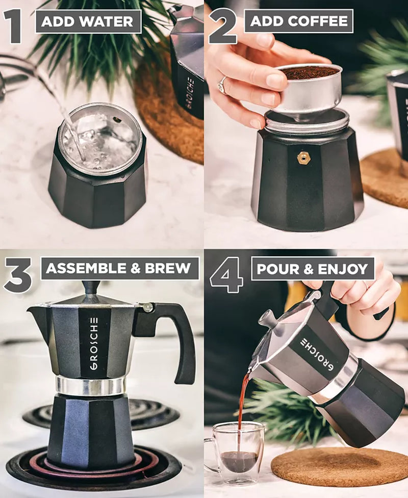 Milano Stovetop Espresso Maker Moka Pot 9 Espresso Cup Size 15.2 Oz