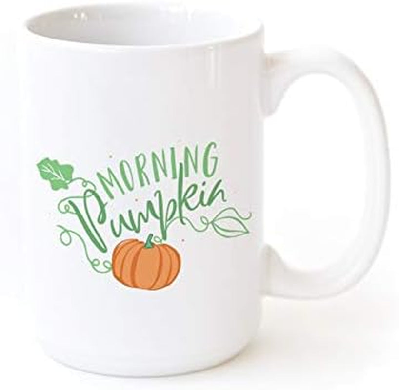 The Cotton & Canvas Co. Morning Pumpkin Porcelain Ceramic Autumn, Thanksgiving and Fall Coffee Mug