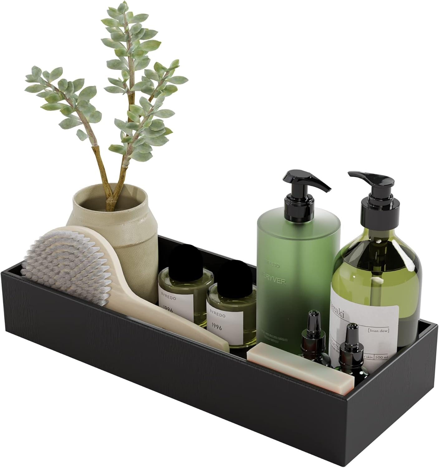 Bathroom Vanity Tray Organizer Bamboo, Small Wood Tray for Bathroom Counter Kicthen Drawer, Rectangular Toilet Paper Storage Basket Box, Guest Sink Tray Decor, Bathroom Accessories 15" X 6" X 2.5"