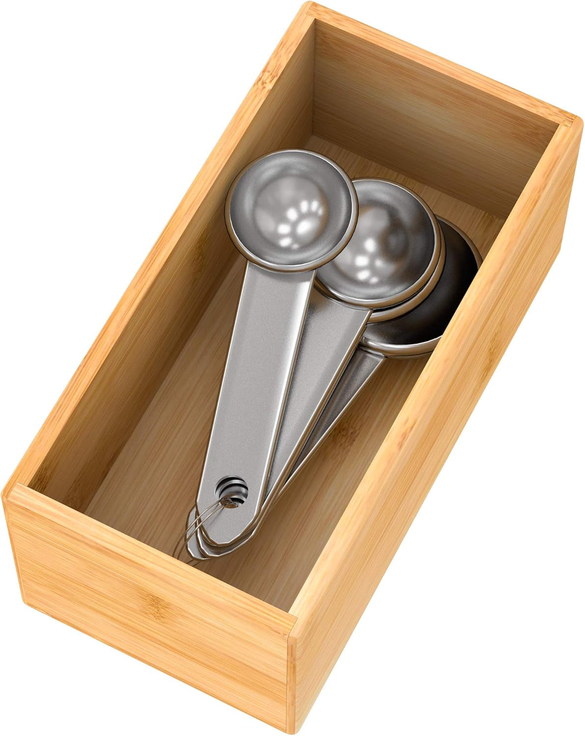 Bathroom Vanity Tray Organizer Bamboo, Small Wood Tray for Bathroom Counter Kicthen Drawer, Rectangular Toilet Paper Storage Basket Box, Guest Sink Tray Decor, Bathroom Accessories 15" X 6" X 2.5"