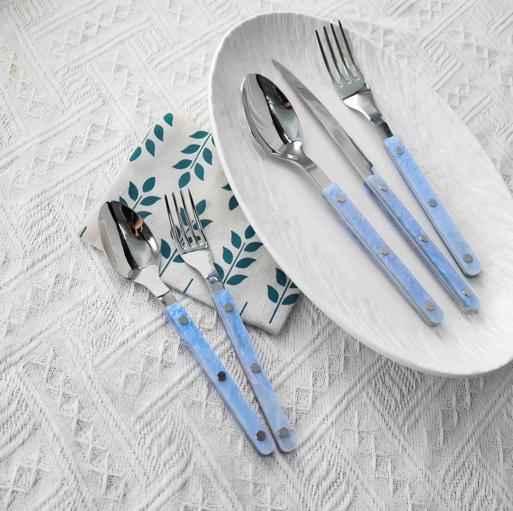 Set of 10 Pcs Modern Nebula Cutlery, Bistrot Style Rivet Flatware Set