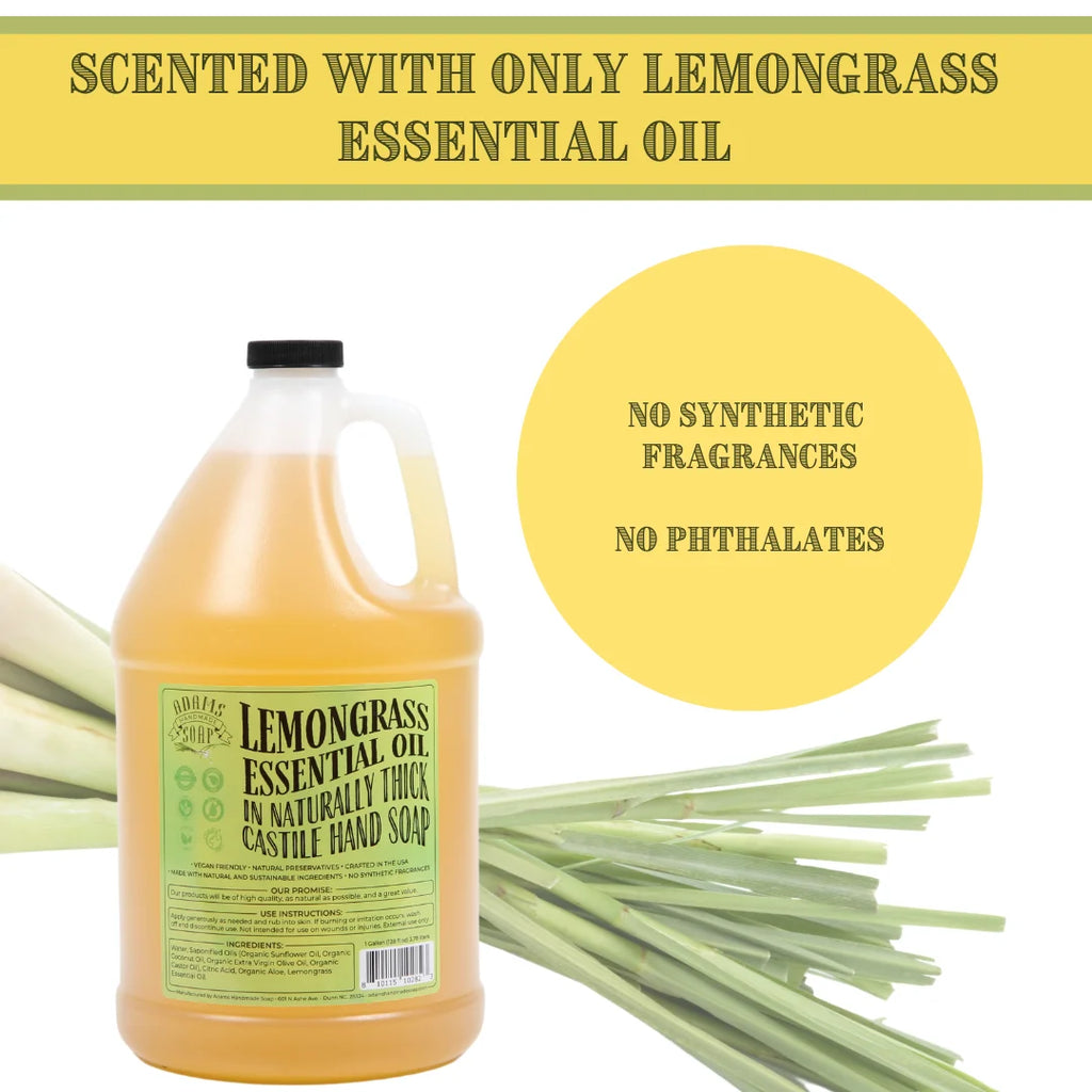 Organic Lemongrass Castile Liquid Hand Soap Refill - 1 Gallon by