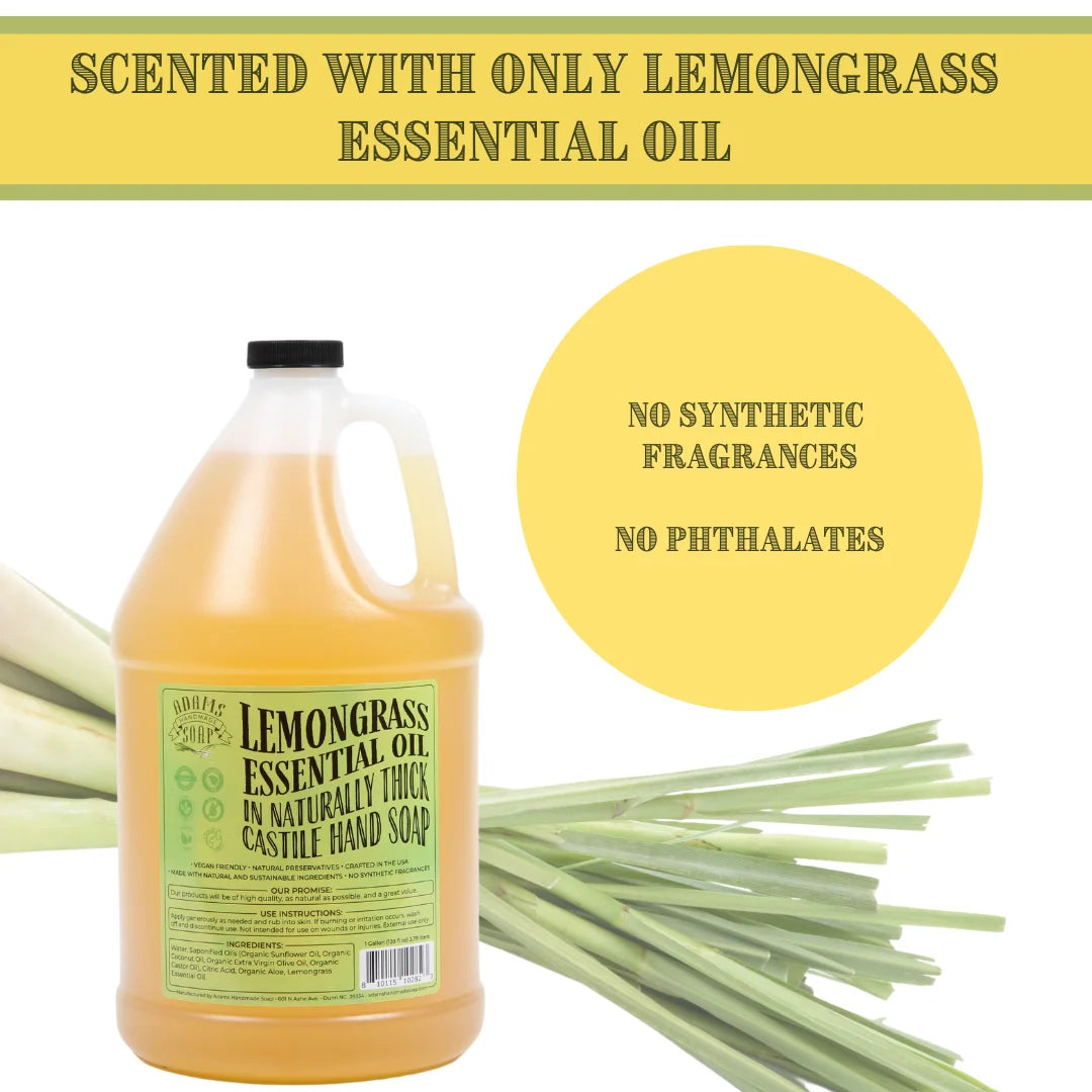 Organic Lemongrass Castile Liquid Hand Soap Refill - 1 Gallon by