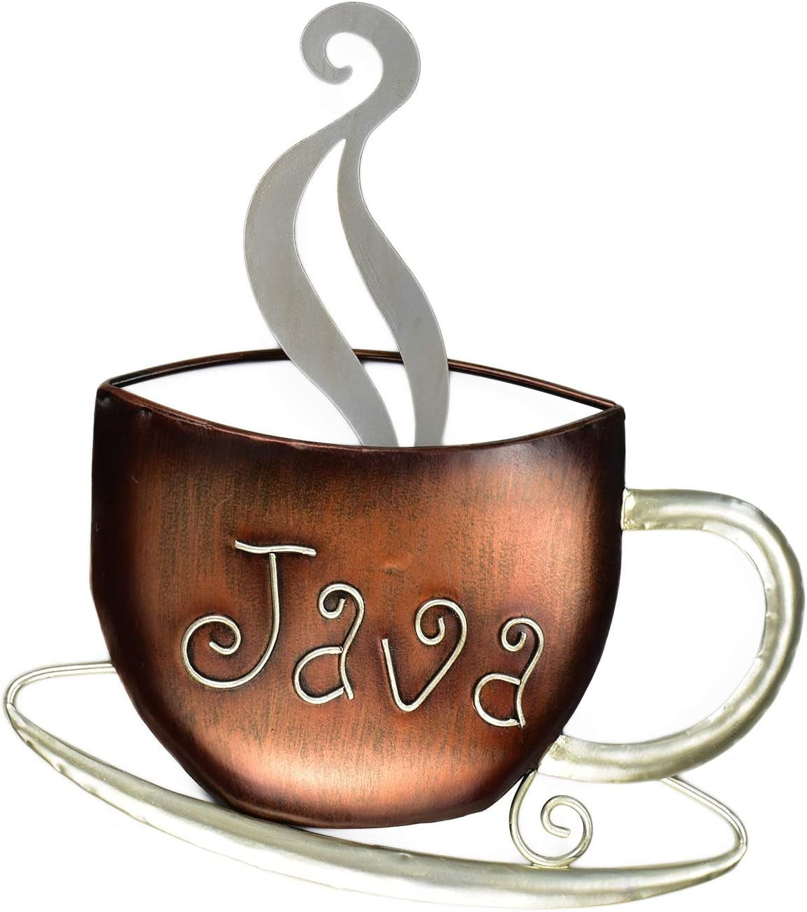 Aayla Metal Coffee Cup Wall Hanging Sculpture for Home, Kitchen, Restaurants and Shops - Brown and Champagne Color (14.75" H)