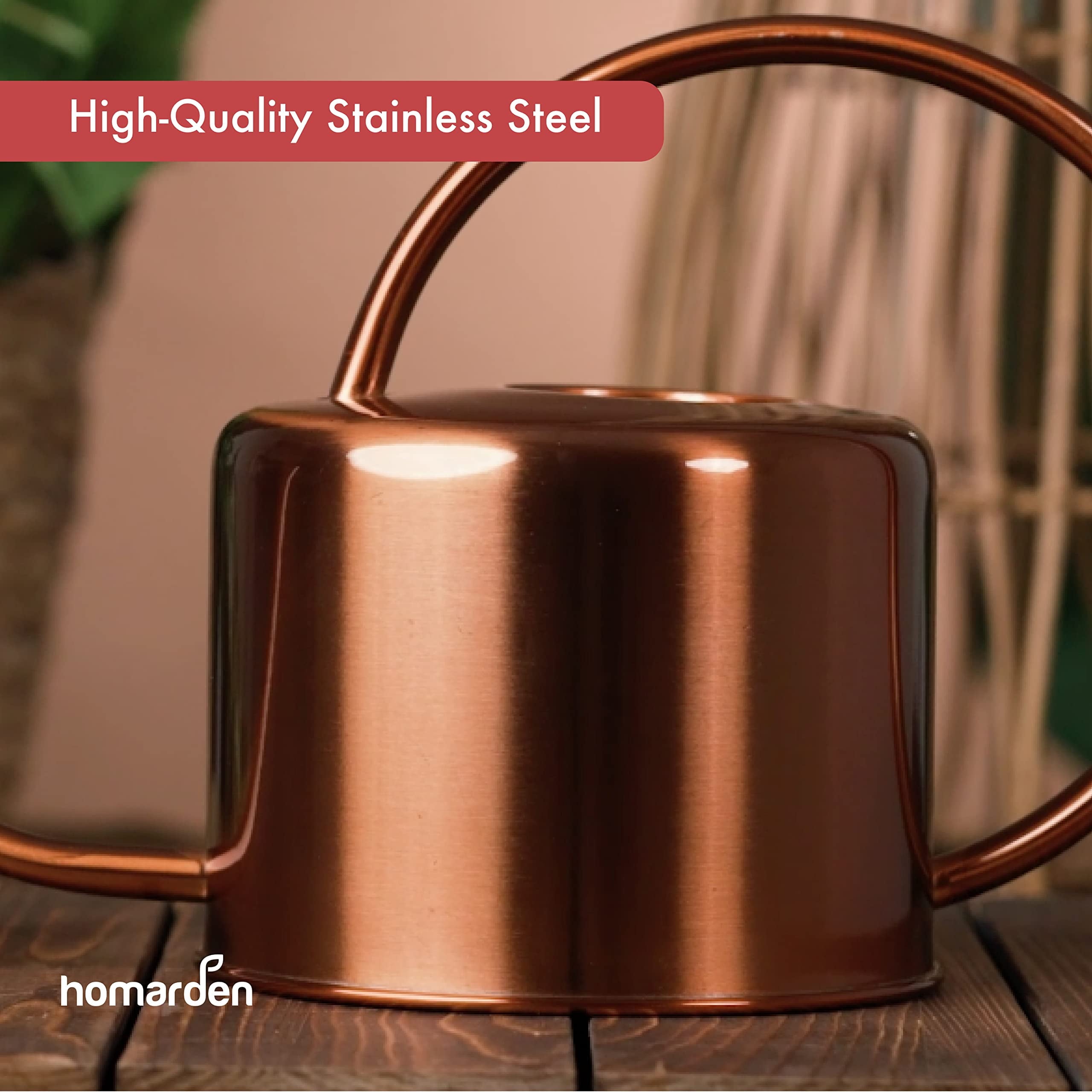 Copper Colored 40Oz Watering Can - Metal Watering Can with Easy Pour