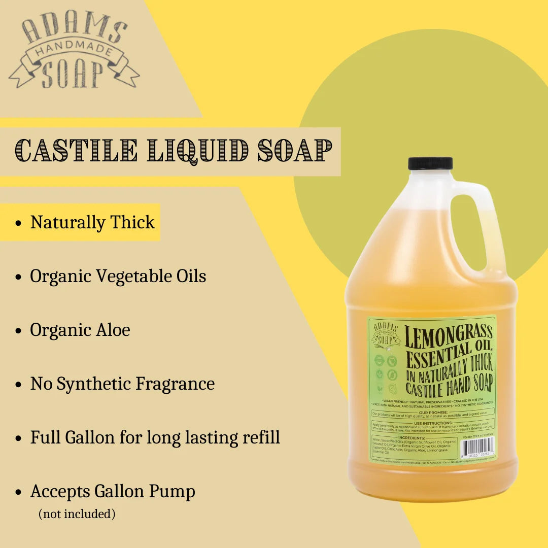 Organic Lemongrass Castile Liquid Hand Soap Refill - 1 Gallon by