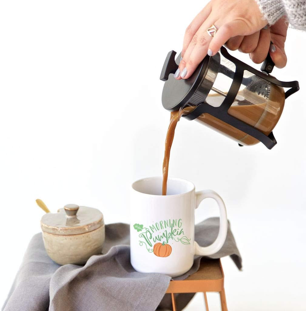 The Cotton & Canvas Co. Morning Pumpkin Porcelain Ceramic Autumn, Thanksgiving and Fall Coffee Mug