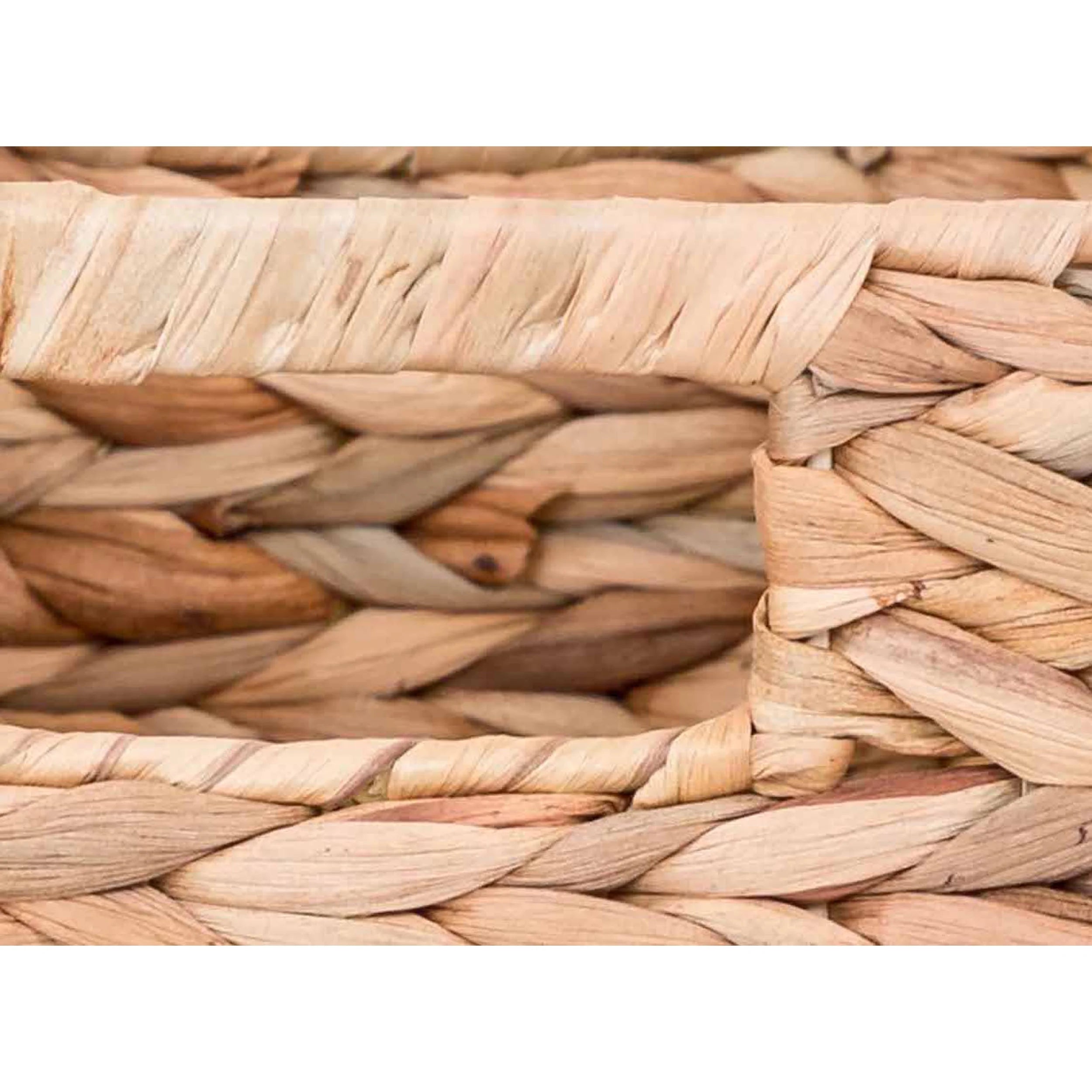 3-Piece Woven Natural Water Hyacinth Storage Basket Set Large 16.14” X 6.69” X 5.9” H, (2) Small 5.91” X 5.91”X 4.72”H