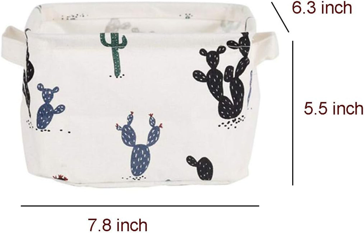 KRLIFCSL Storage Bins Foldable Cactus Storage Basket for Nursery, Kids Toys, Makeup, Small Items, Desktop Organization, Set of 4 (Cream)