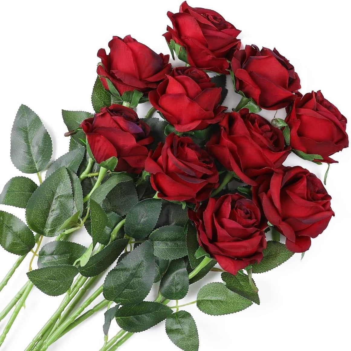 Veryhome 10 Pcs Artificial Gold Flowers Silk Roses Real Touch Bridal Wedding Bouquet Gold Rose for Christmas Home Garden Party Floral Decor