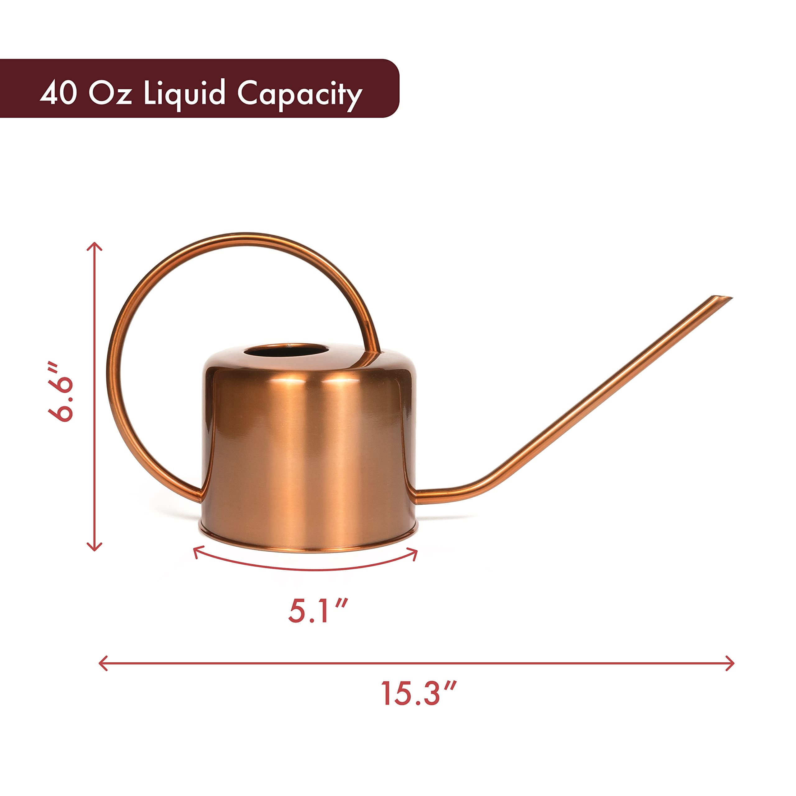 Copper Colored 40Oz Watering Can - Metal Watering Can with Easy Pour