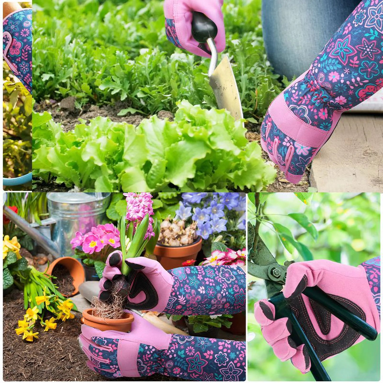 Women's Long Gardening Gloves, 37CM Thorn-Proof and Puncture-Resistant Gauntlets for Cactus Pruning, Durable Garden Work Gloves, Ideal Gift for Garden Enthusiasts (Purple)