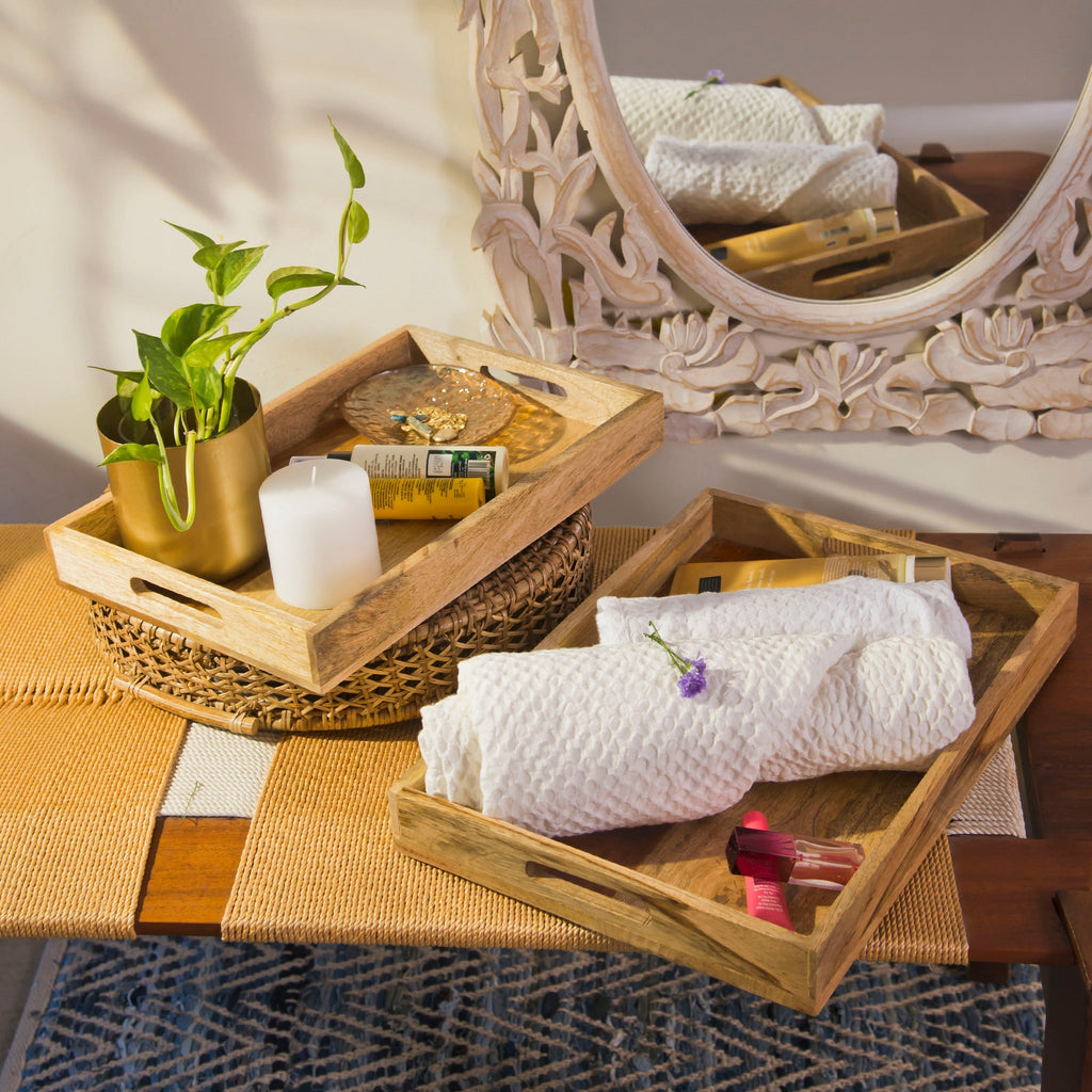 Rustic Elegance Two-Tone Serving Tray Set