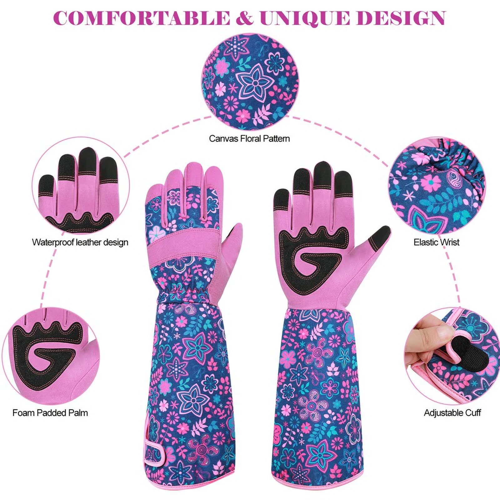 Women's Long Gardening Gloves, 37CM Thorn-Proof and Puncture-Resistant Gauntlets for Cactus Pruning, Durable Garden Work Gloves, Ideal Gift for Garden Enthusiasts (Purple)