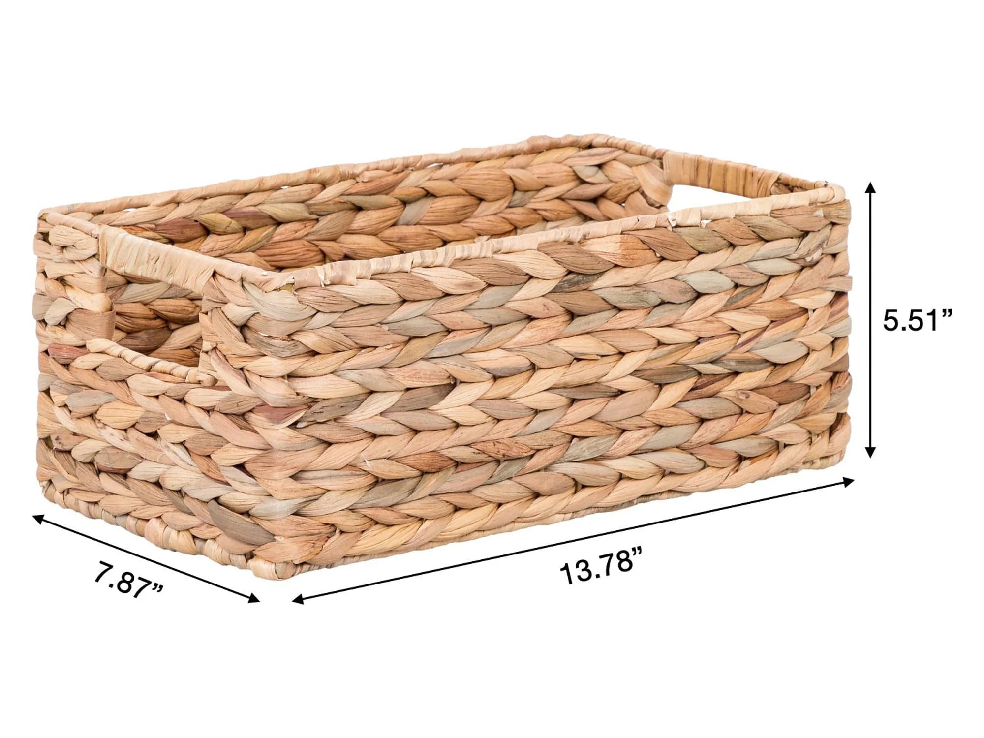 3-Piece Woven Natural Water Hyacinth Storage Basket Set Large 16.14” X 6.69” X 5.9” H, (2) Small 5.91” X 5.91”X 4.72”H