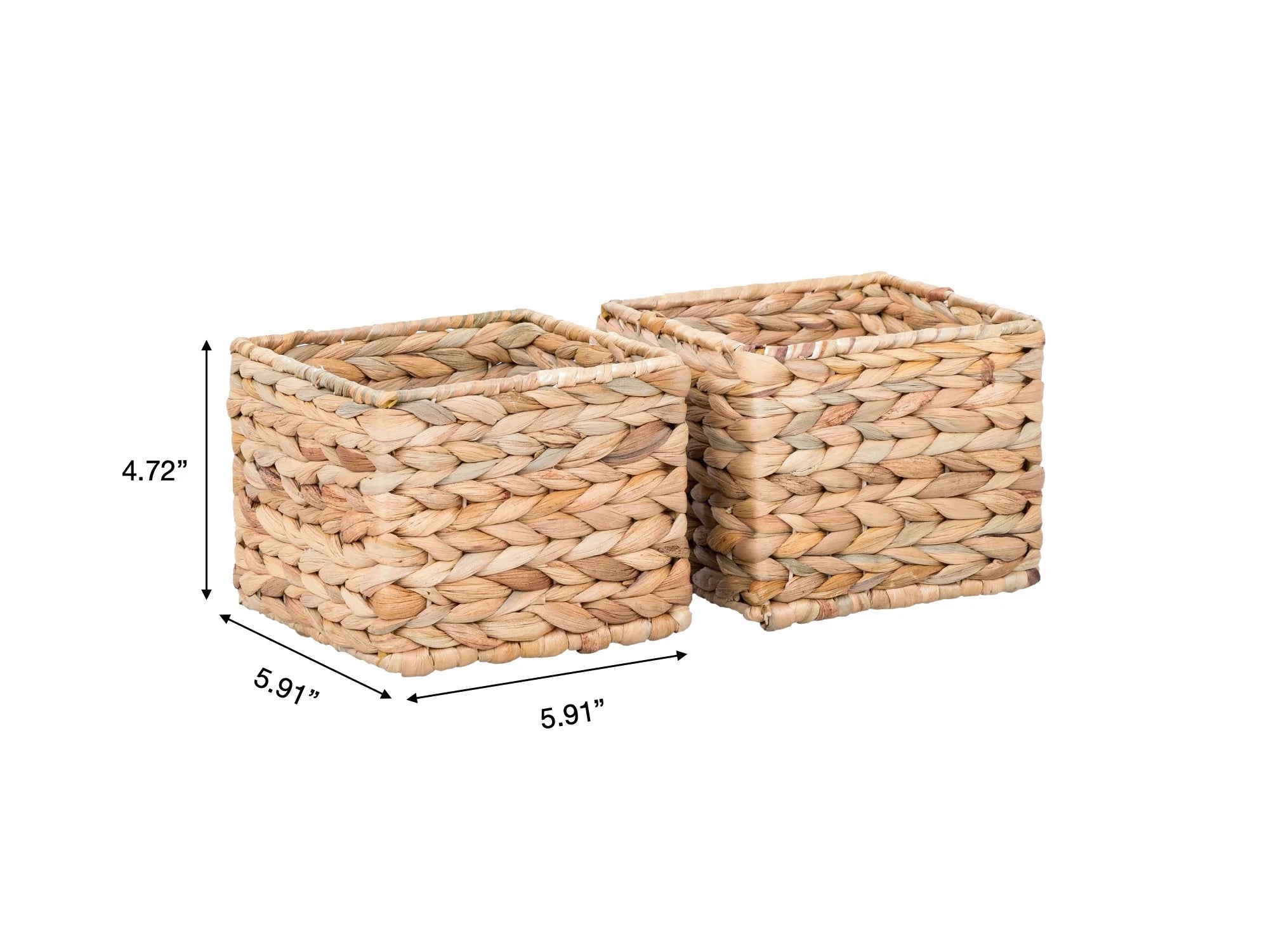 3-Piece Woven Natural Water Hyacinth Storage Basket Set Large 16.14” X 6.69” X 5.9” H, (2) Small 5.91” X 5.91”X 4.72”H