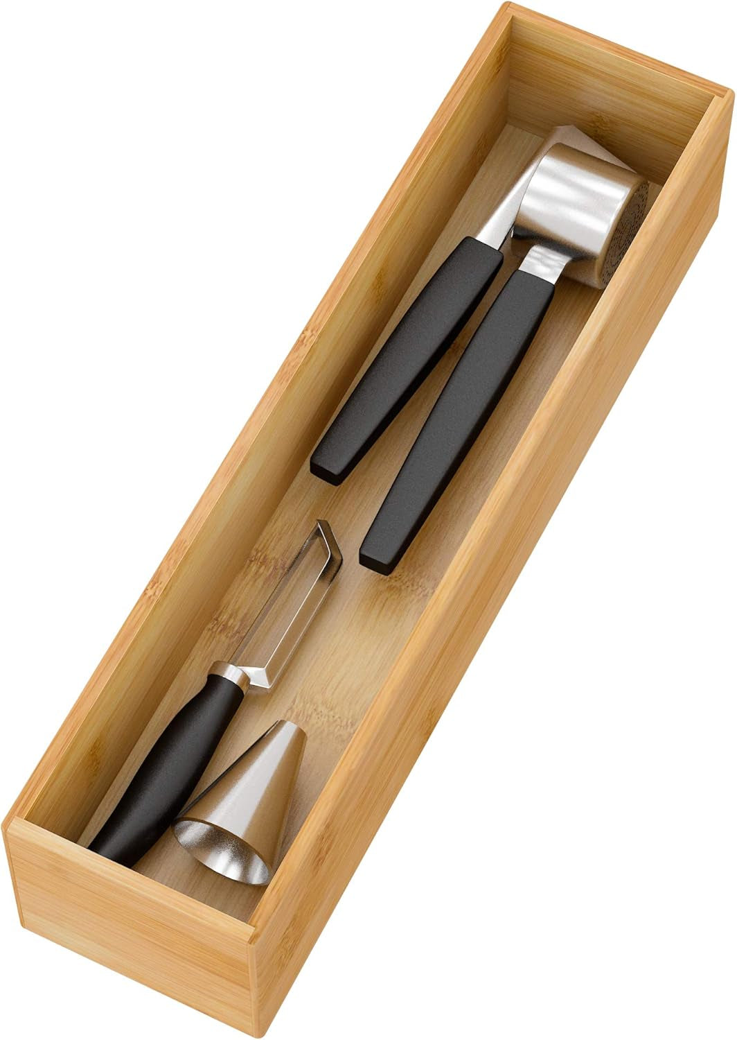 Bathroom Vanity Tray Organizer Bamboo, Small Wood Tray for Bathroom Counter Kicthen Drawer, Rectangular Toilet Paper Storage Basket Box, Guest Sink Tray Decor, Bathroom Accessories 15" X 6" X 2.5"