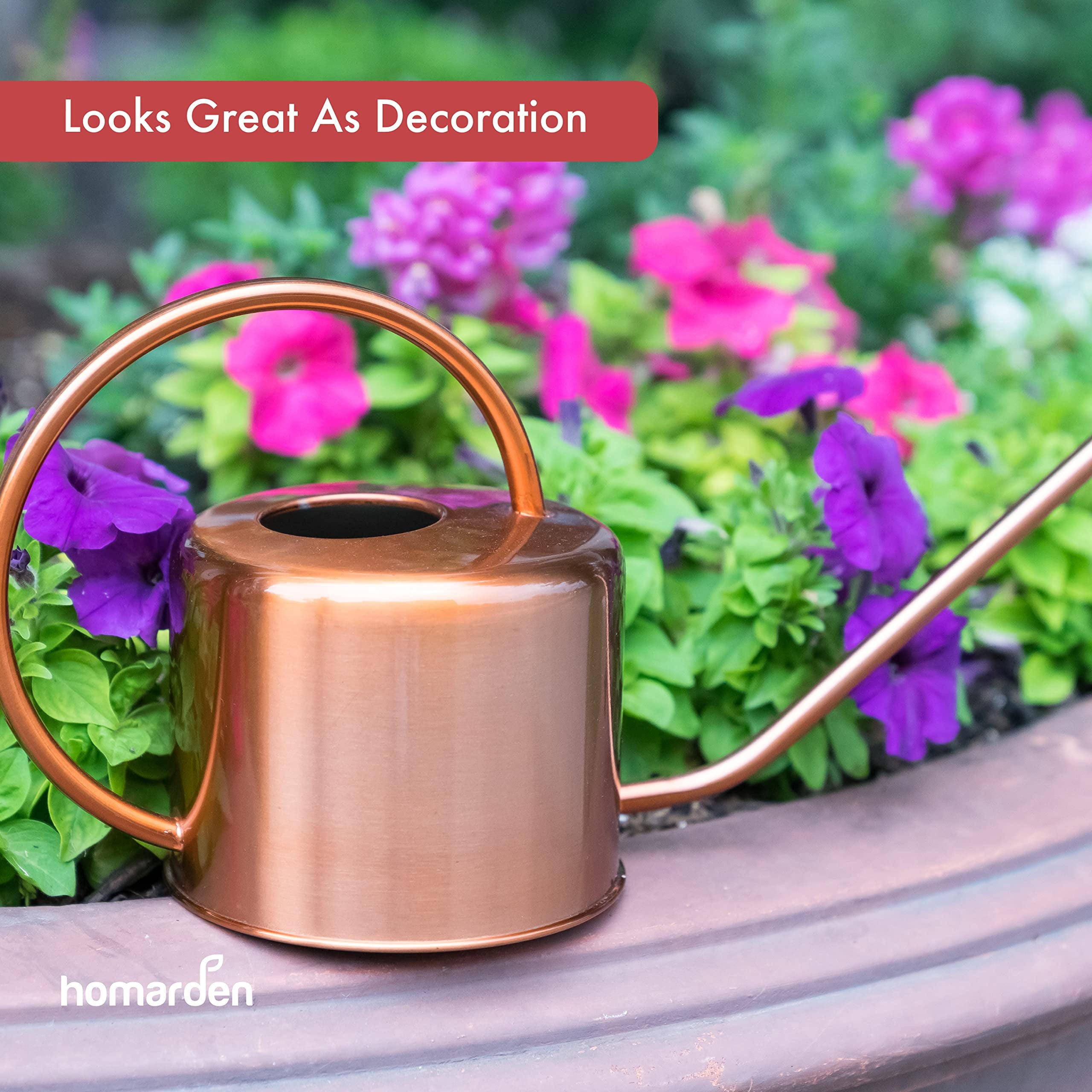 Copper Colored 40Oz Watering Can - Metal Watering Can with Easy Pour