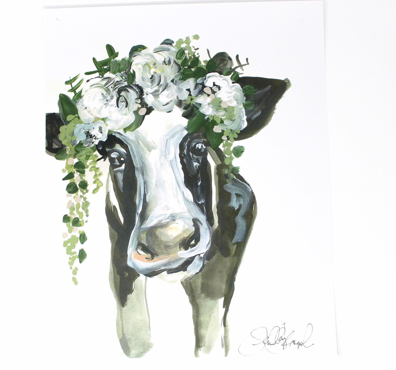 Floral Cow Art Print! 11x14in, Animal Art, Farm Animals, Floral Artwork, Home Decor